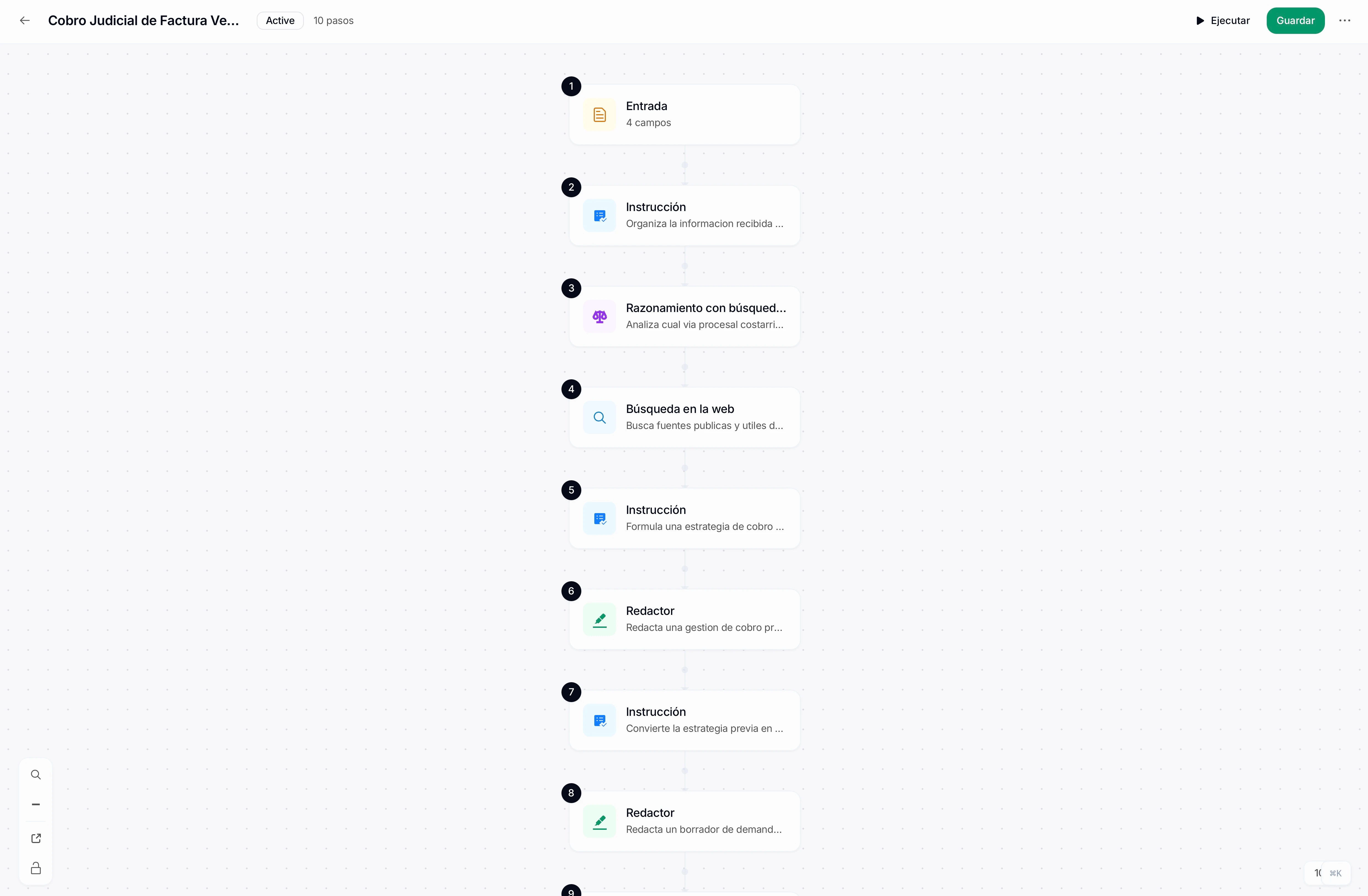 Captura de pantalla de configuración de agente